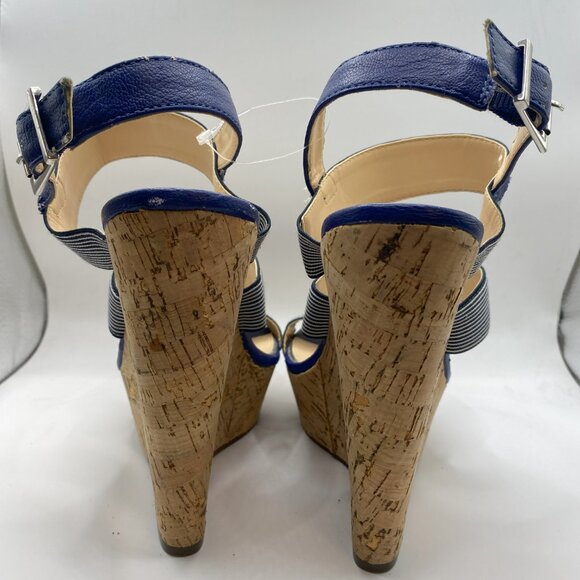 Jessica Simpson Blue with white stripped Wedge Sandal - Picture 10 of 12